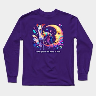 Greyhound And Crescent Moon Long Sleeve T-Shirt